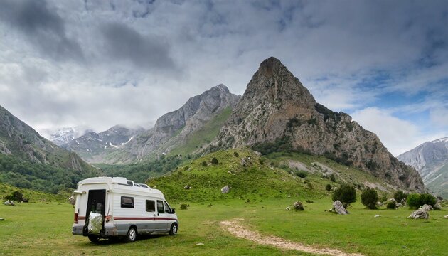 swiss mountain landscape camping, rv, camper, travel, caravan, car, motorhome, 