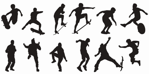 Silhouette of People Doing Sports