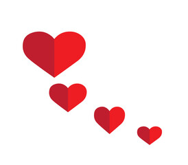 red hearts isolated on white