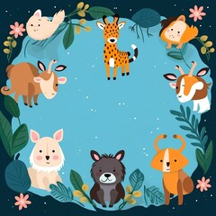 Fototapeta premium group of cute wildlife animals generative ai