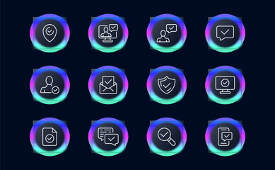 Checkmark set line icon. Confirmations, verification, assessment, confirmation, consent. Glassmorphism style. Vector line icon for business and advertising