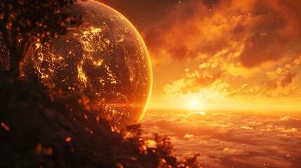 Render a scene where the initial sunbeam bathes the Earth in a pristine glow, creating an atmosphere of pure enchantment.