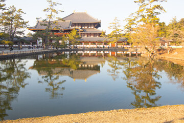 Beautiful landscape in Winter at Todaiji Temple, Nara, Japan