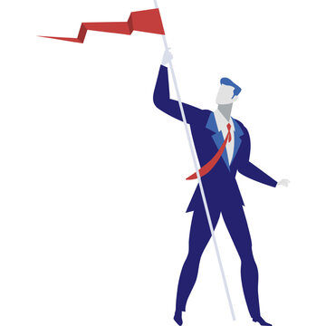 Business Man With Red Flag Vector Icon