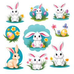 Cute Easter bunny ideal for stickers or clipart