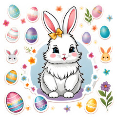 Cute Easter bunny ideal for stickers or clipart