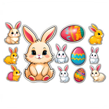 Cute Easter bunny ideal for stickers or clipart