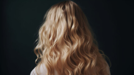 wavy blond hair back view - obrazy, fototapety, plakaty