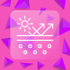 Sunscreen line icon. Cosmetics, makeup, mascara, lipstick, mirror, care, perfume. Glassmorphism style. Vector line icon for business and advertising