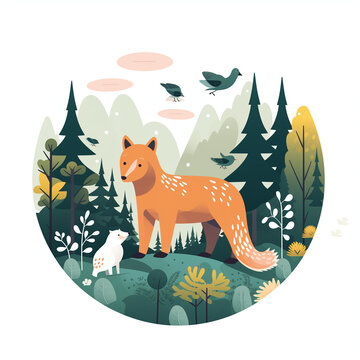 Minimalist Illustration of a Fox