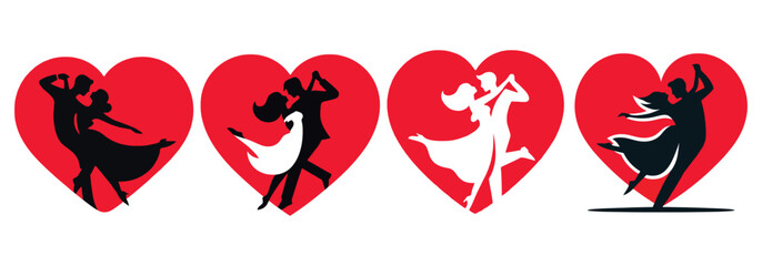 dancing couples, logo, silhouette, valentines day