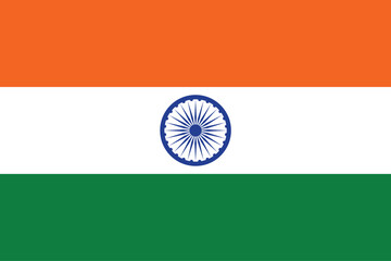 Flags of India. Flat element design. National Flag. White isolated background 