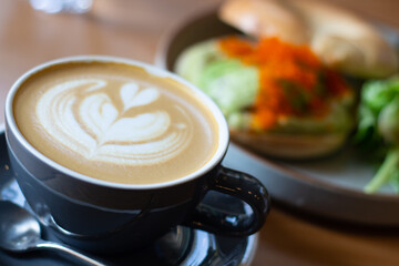 Top down view of a cup of cappuccino