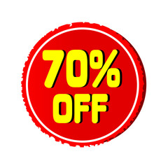 70 percent off red circular sale tag for business