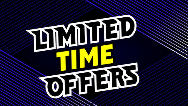 Limited time offers with diagonal blue lines rhombus copy space frame background