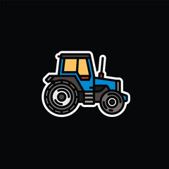 Original vector illustration. Contour icon of a tractor on wheels, for agricultural and industrial purposes.