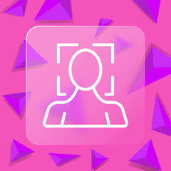 Face scanner line icon. Biometric data, password, information security, gadget, device, computer. Glassmorphism style. Vector line icon for business and advertising