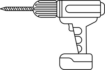 Cordless Drill Outline Vector Illustration