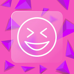 Giggle line icon. Emoji, communication, chat, correspondence, forum, online, Internet. Glassmorphism style. Vector line icon for business and advertising