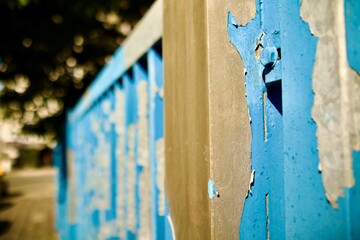 old blue fence