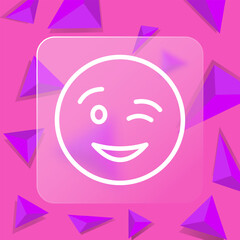 Wink line icon. Emoji, communication, chat, correspondence, forum, online, Internet. Glassmorphism style. Vector line icon for business and advertising