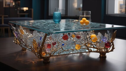 "Glass-Filled Table: A Captivating Studio Photograph