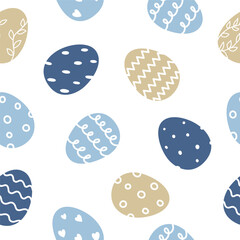 Seamless easter pattern with eggs. Vector flat illustration for wallpapers, wrapping, textiles.
