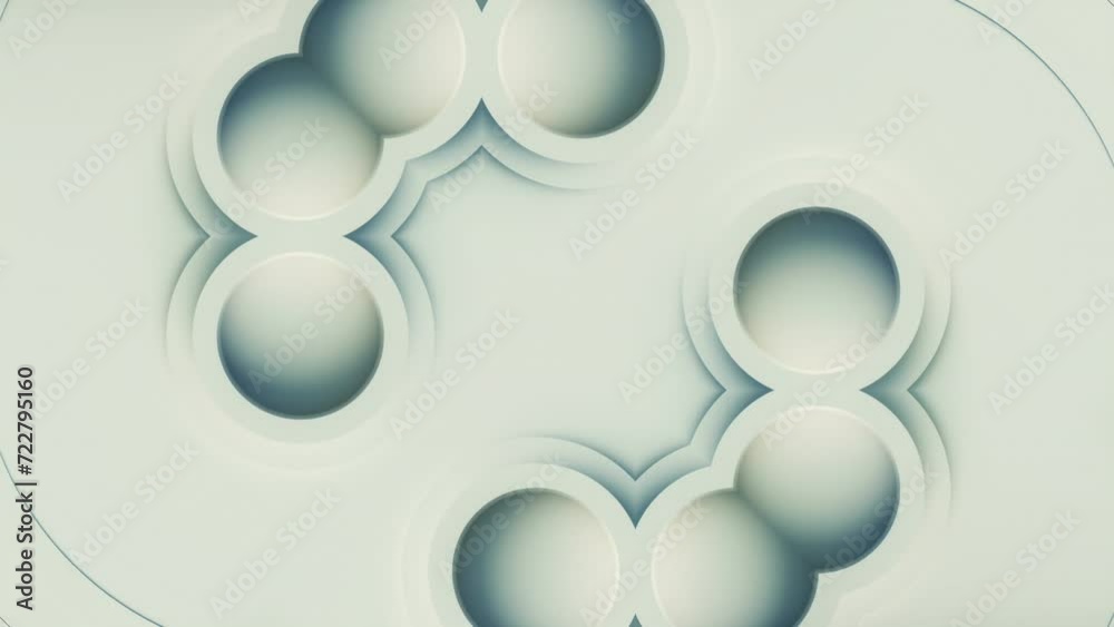 Aufkleber Loop animation of a geometric pattern of white rings. 3d rendering 4K