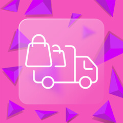Truck with packages line icon. Delivery, courier, goods, online shopping, speed, security, mail. Glassmorphism style. Vector line icon for business and advertising