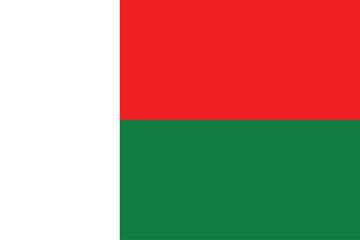 Flags of Madagascar. Flat element design. National Flag. White isolated background 