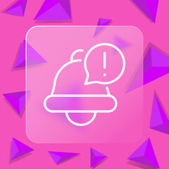 Alarm clock with notification line icon. Notification, morning, reminder, time, hour, day, timer. Glassmorphism style. Vector line icon for business and advertising