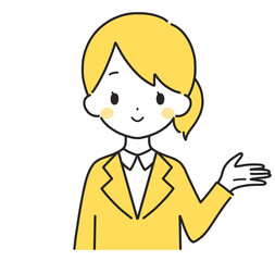 黄色｜案内するスーツの女性｜左手	
