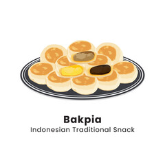 Hand drawn vector illustration of bakpia Indonesian traditional snack from Central Java Indonesia