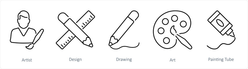 A set of 5 Art icons as artist, design, drawing
