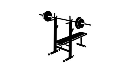 Bench press gym equipment sign, black isolated silhouette