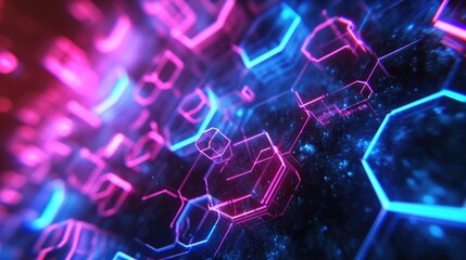 Futuristic neon hexagons background, creating a vibrant, tech-inspired ambiance, Ai Generated