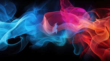 Obraz premium Abstract colored smoke waves creating textured splashes against a black backdrop, Ai Generated