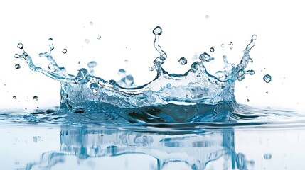 Water splash with a stunning reflection, isolated on a clean white background, Ai Generated.