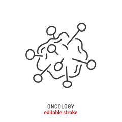 Molecular oncology linear pictogram. Branch of medicine symbol.