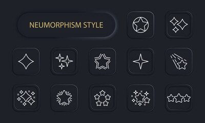 Stars set line icon. Space, rating, score, favorite, top, sky, night, constellations. Neomorphism style. Vector line icon for business and advertising