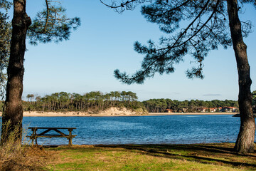 Walk along the Vieux Boucau lake in the southwest of France