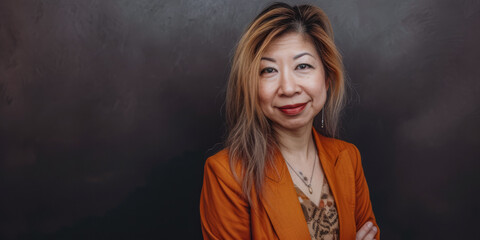 Asian woman portrait isolated on a copy space color background for text