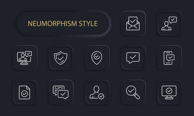 Checkmark set line icon. Confirmations, verification, assessment, confirmation, consent. Neomorphism style. Vector line icon for business and advertising