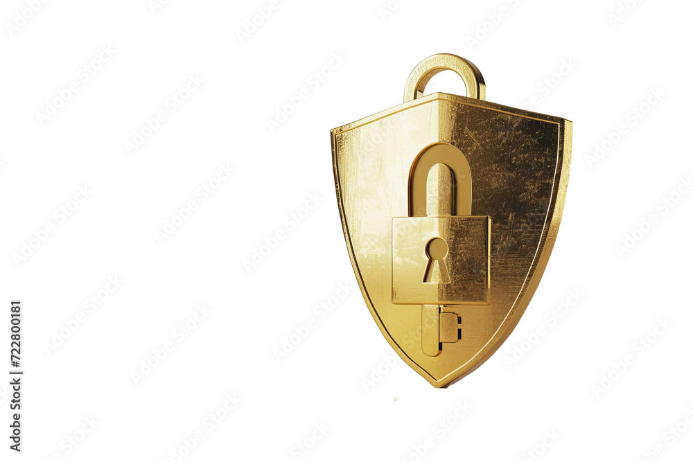 Aufkleber 3d render shield with padlock, key, cross and tick sign. concept of privacy, good password, secure d