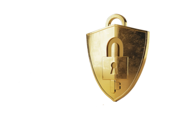 3d render shield with padlock, key, cross and tick sign. Concept of privacy, good password, secure data 