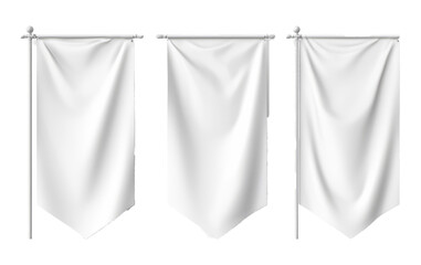 White pennant flags mockup Realistic 3d set - obrazy, fototapety, plakaty