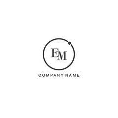  Initial EM letter management label trendy elegant monogram company
