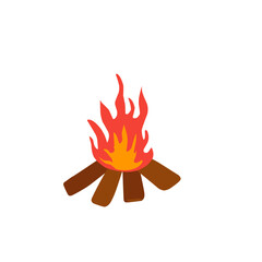 Camping bonfire for warmth and cooking at night Tent camping in the forest