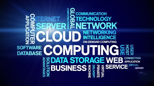 Cloud Computing animated tag word cloud;text design animation kinetic typography seamless loop.