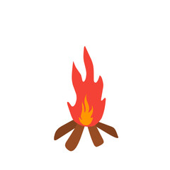 Camping bonfire for warmth and cooking at night Tent camping in the forest